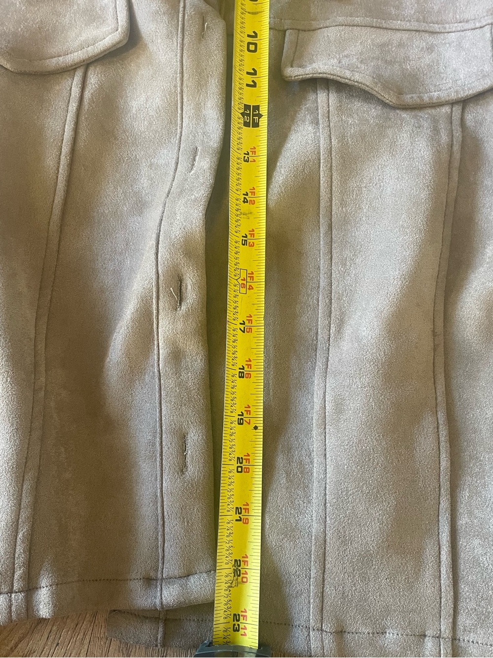 Olive-Taupe Faux Suede Button Jacket - Picture 7 of 7